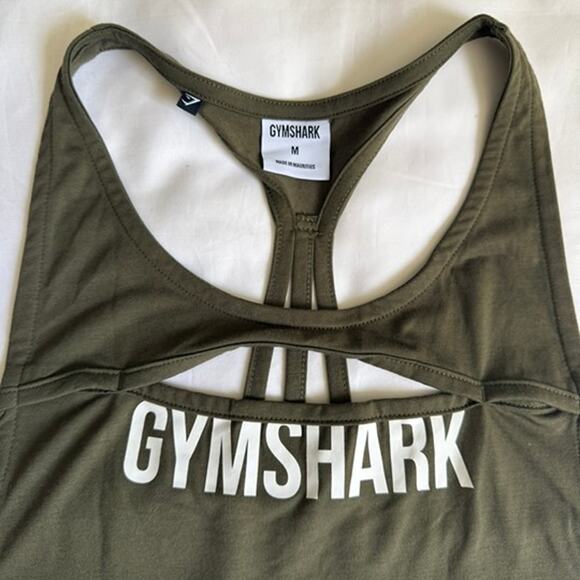 Gymshark Womens Olive Green Racerback Cut Out Vest - Picture 4 of 6
